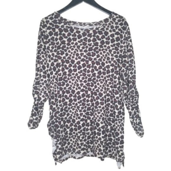 Plus Size Leopard Animal Print Long Sleeve Top - Picture 1 of 5